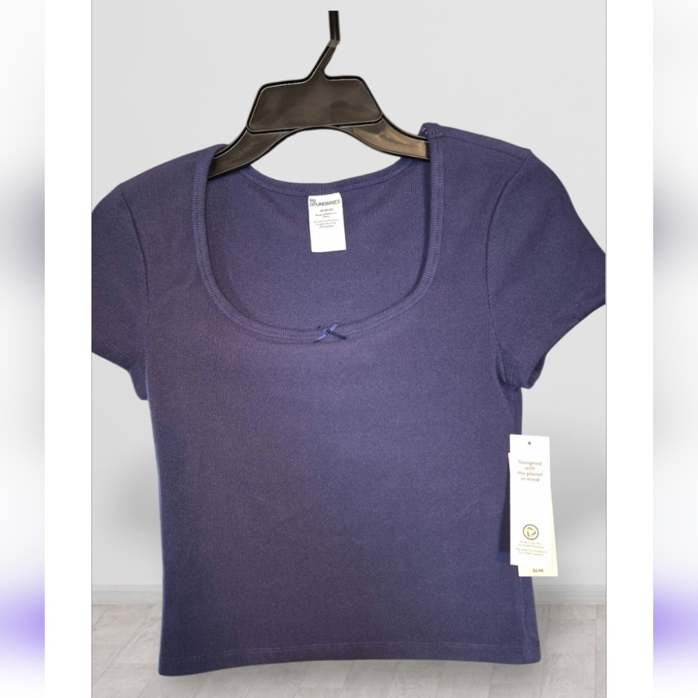 No Boundaries Cotton Ribbed Short Sleeve Crop Top Tee